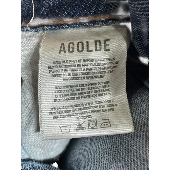 Agolde Jeans Womens 30 (34x30) Blue 90s Pinch Waist High Rise Distressed Hemmed - Picture 5 of 11